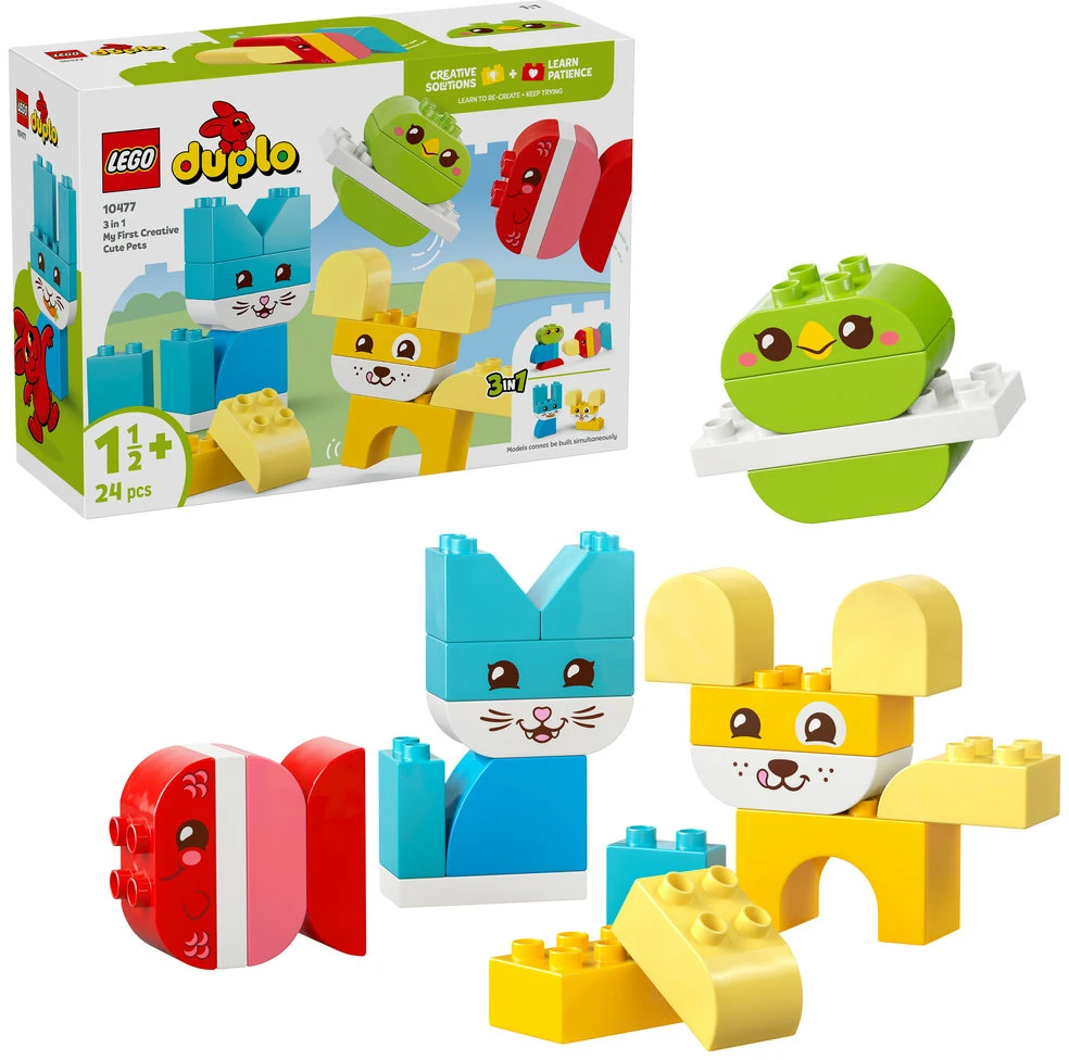 LEGO® DUPLO® mano pirmieji „3 in 1“ kūrybiški gyvūnėliai 10477