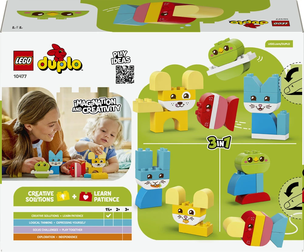 LEGO® DUPLO® mano pirmieji „3 in 1“ kūrybiški gyvūnėliai 10477