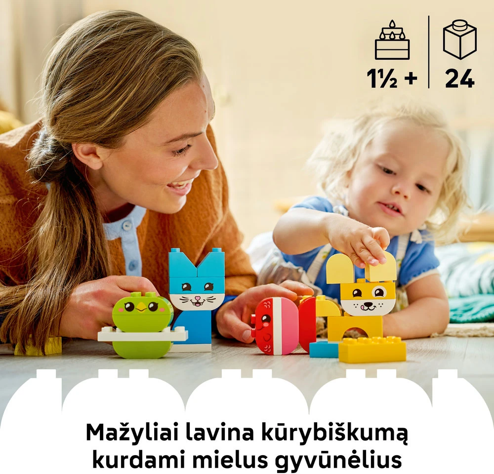 LEGO® DUPLO® mano pirmieji „3 in 1“ kūrybiški gyvūnėliai 10477