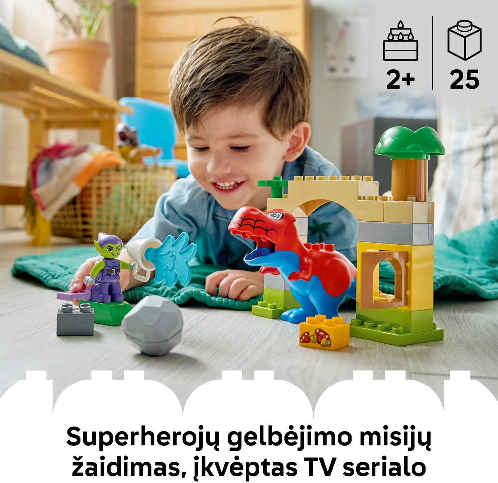 LEGO® DUPLO® „Marvel“ Voriukas tiranozauras prieš Žaliąjį gobliną, 10463