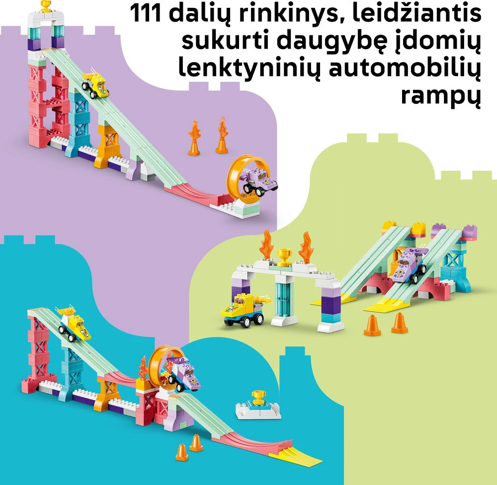 LEGO® DUPLO® Town „3 in 1“ kūrybiškos rampos su automobiliais 10478
