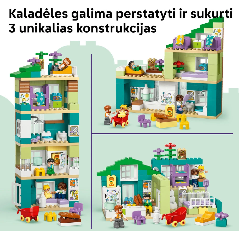 LEGO® DUPLO® Town „3 in 1“ modernus šeimos namas su figūrėlėmis 10470