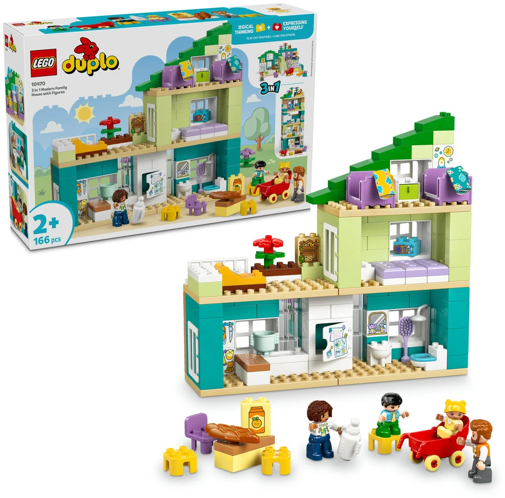 LEGO® DUPLO® Town „3 in 1“ modernus šeimos namas su figūrėlėmis 10470