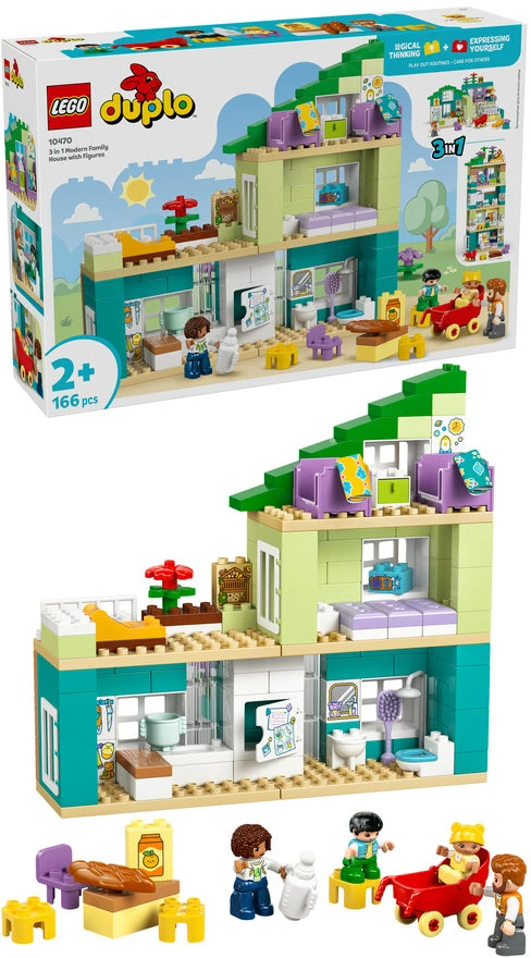 LEGO® DUPLO® Town „3 in 1“ modernus šeimos namas su figūrėlėmis 10470