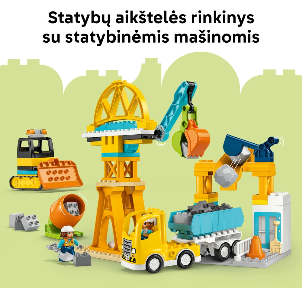 LEGO® DUPLO® Town „3 in 1“ statybvietė ir transporto priemonės 10476