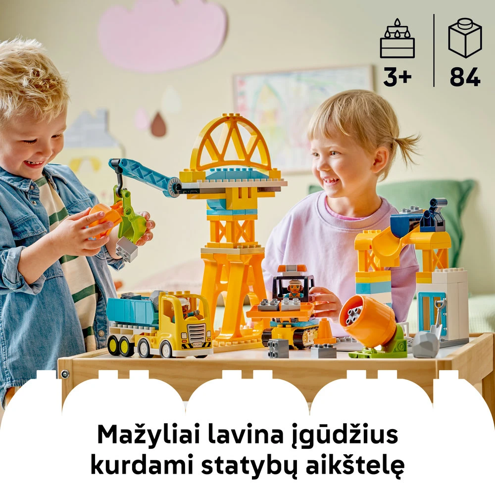 LEGO® DUPLO® Town „3 in 1“ statybvietė ir transporto priemonės 10476