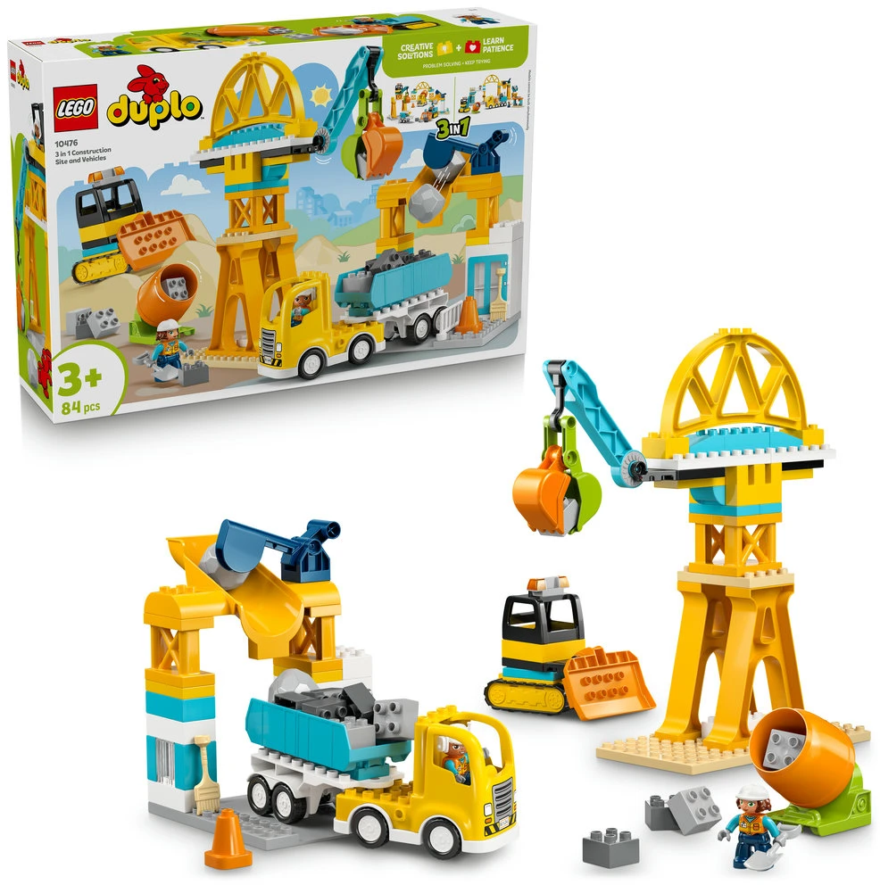 LEGO® DUPLO® Town „3 in 1“ statybvietė ir transporto priemonės 10476