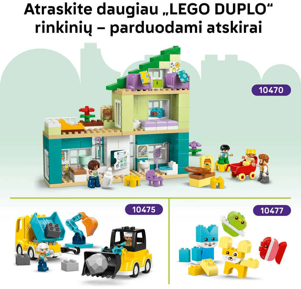 LEGO® DUPLO® Town „3 in 1“ statybvietė ir transporto priemonės 10476