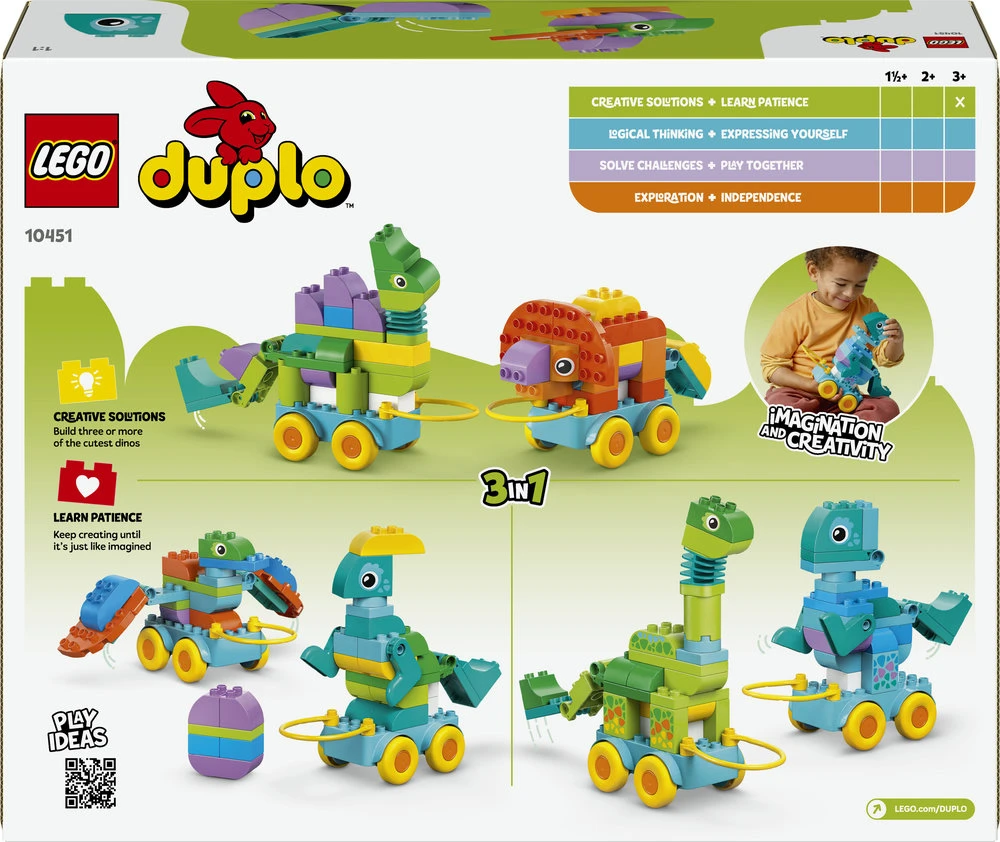 LEGO® DUPLO® Town Dinozaurai ant ratukų „trys viename“ 10451