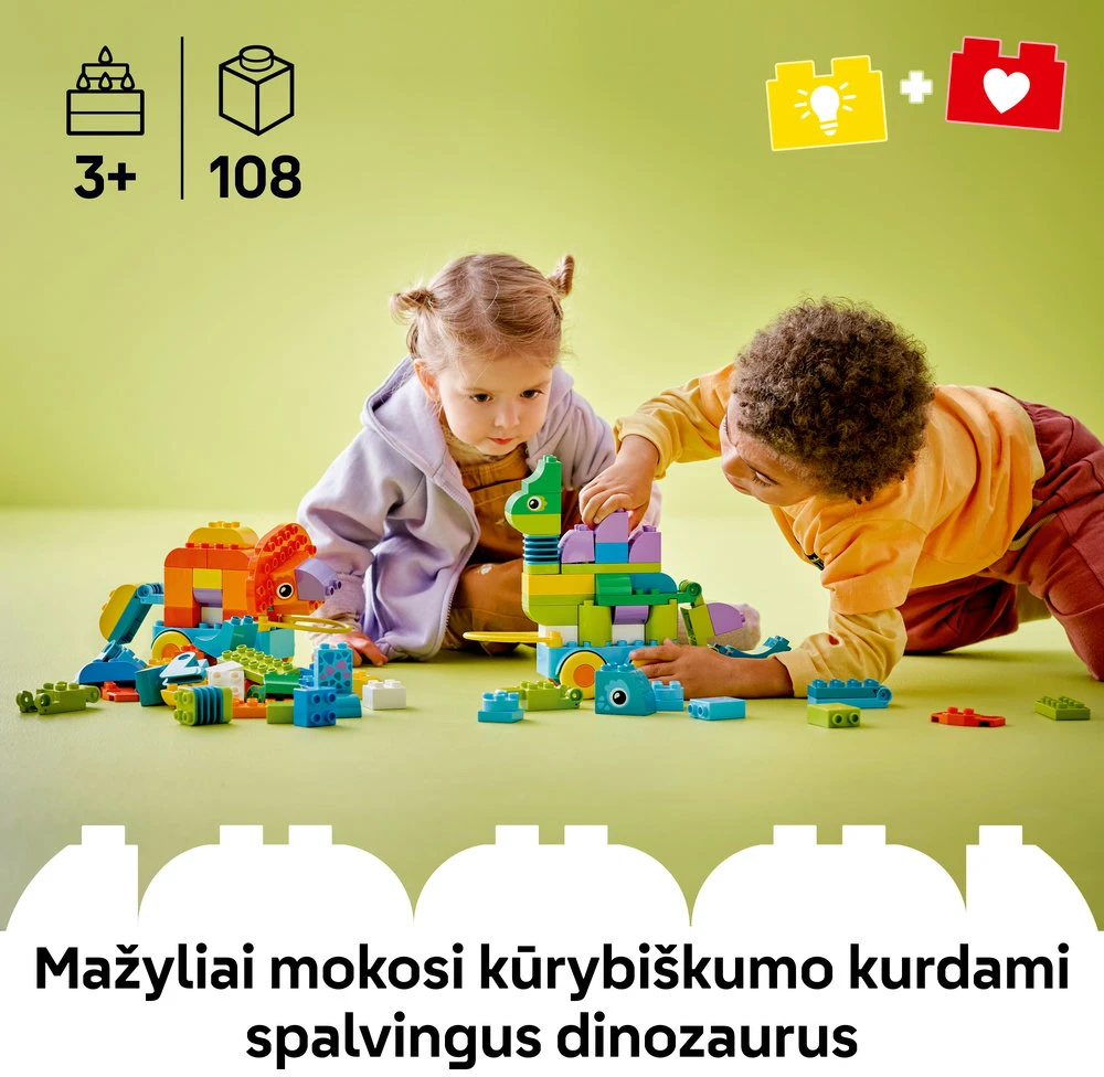 LEGO® DUPLO® Town Dinozaurai ant ratukų „trys viename“ 10451