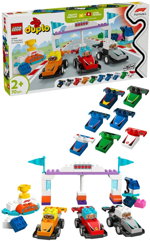 LEGO® DUPLO® Town F1® komandos lenktyniniai automobiliai ir vairuotojai Konstravimo žaislas visai šeimai 10445