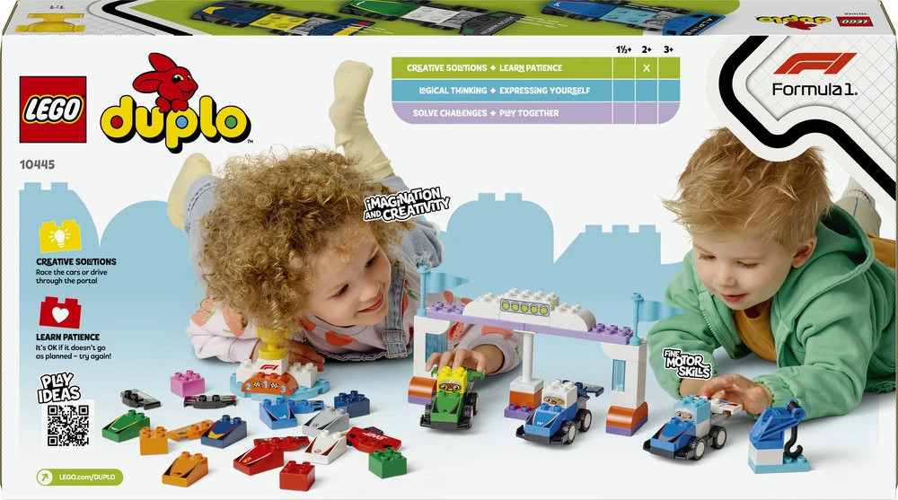 LEGO® DUPLO® Town F1® komandos lenktyniniai automobiliai ir vairuotojai Konstravimo žaislas visai šeimai 10445