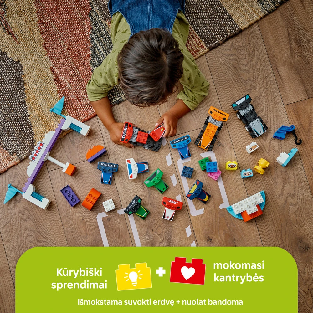 LEGO® DUPLO® Town F1® komandos lenktyniniai automobiliai ir vairuotojai Konstravimo žaislas visai šeimai 10445
