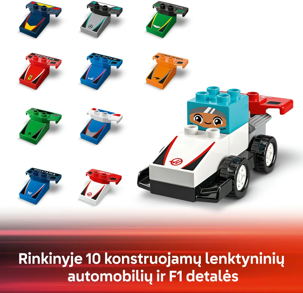 LEGO® DUPLO® Town F1® komandos lenktyniniai automobiliai ir vairuotojai Konstravimo žaislas visai šeimai 10445