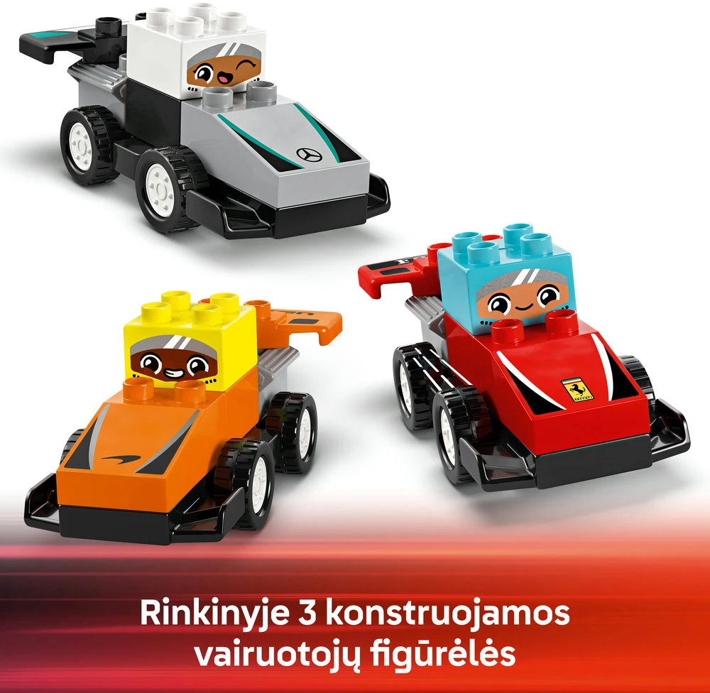 LEGO® DUPLO® Town F1® komandos lenktyniniai automobiliai ir vairuotojai Konstravimo žaislas visai šeimai 10445