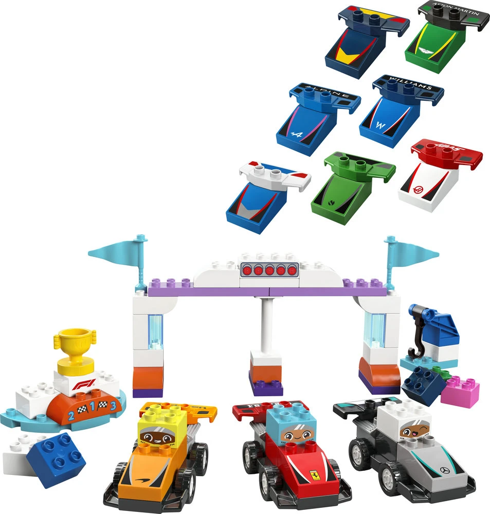 LEGO® DUPLO® Town F1® komandos lenktyniniai automobiliai ir vairuotojai Konstravimo žaislas visai šeimai 10445