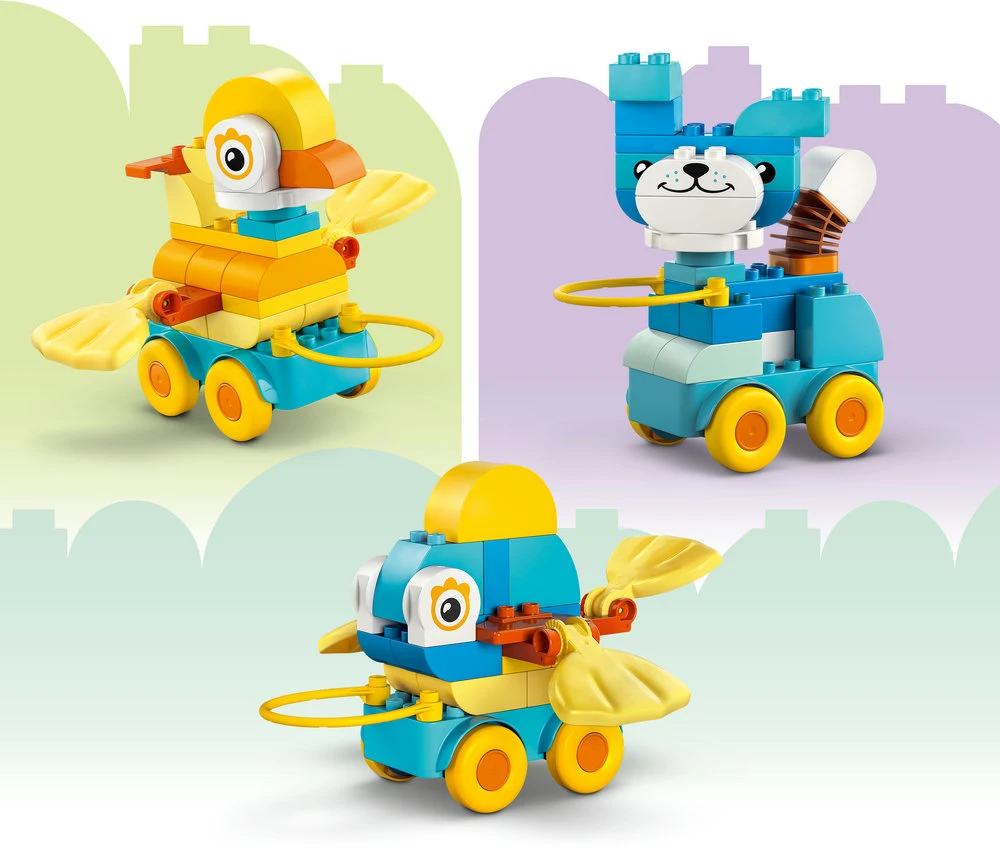 LEGO® DUPLO Gyvūnai ant ratukų „trys viename“ (10448)