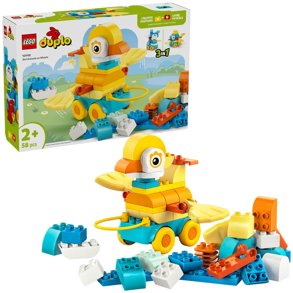 LEGO® DUPLO Gyvūnai ant ratukų „trys viename“ (10448)