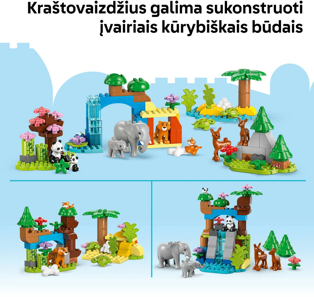 LEGO® DUPLO Laukinių gyvūnų šeimos „trys viename“ (10446)