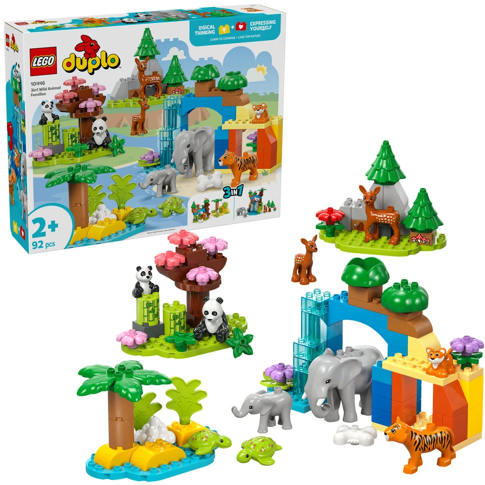 LEGO® DUPLO Laukinių gyvūnų šeimos „trys viename“ (10446)