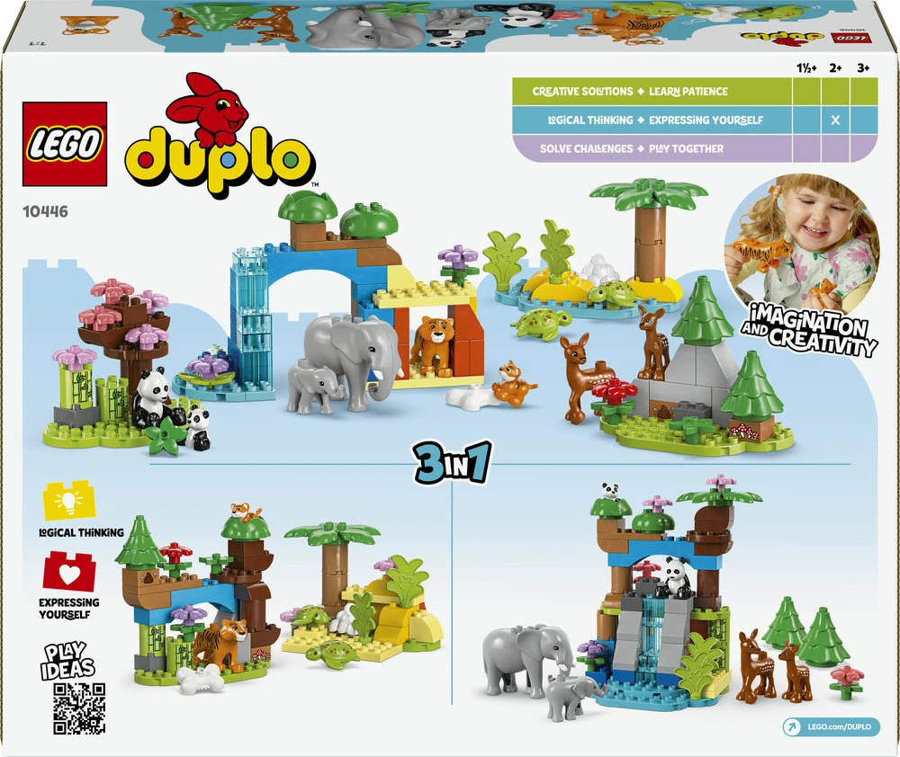LEGO® DUPLO Laukinių gyvūnų šeimos „trys viename“ (10446)