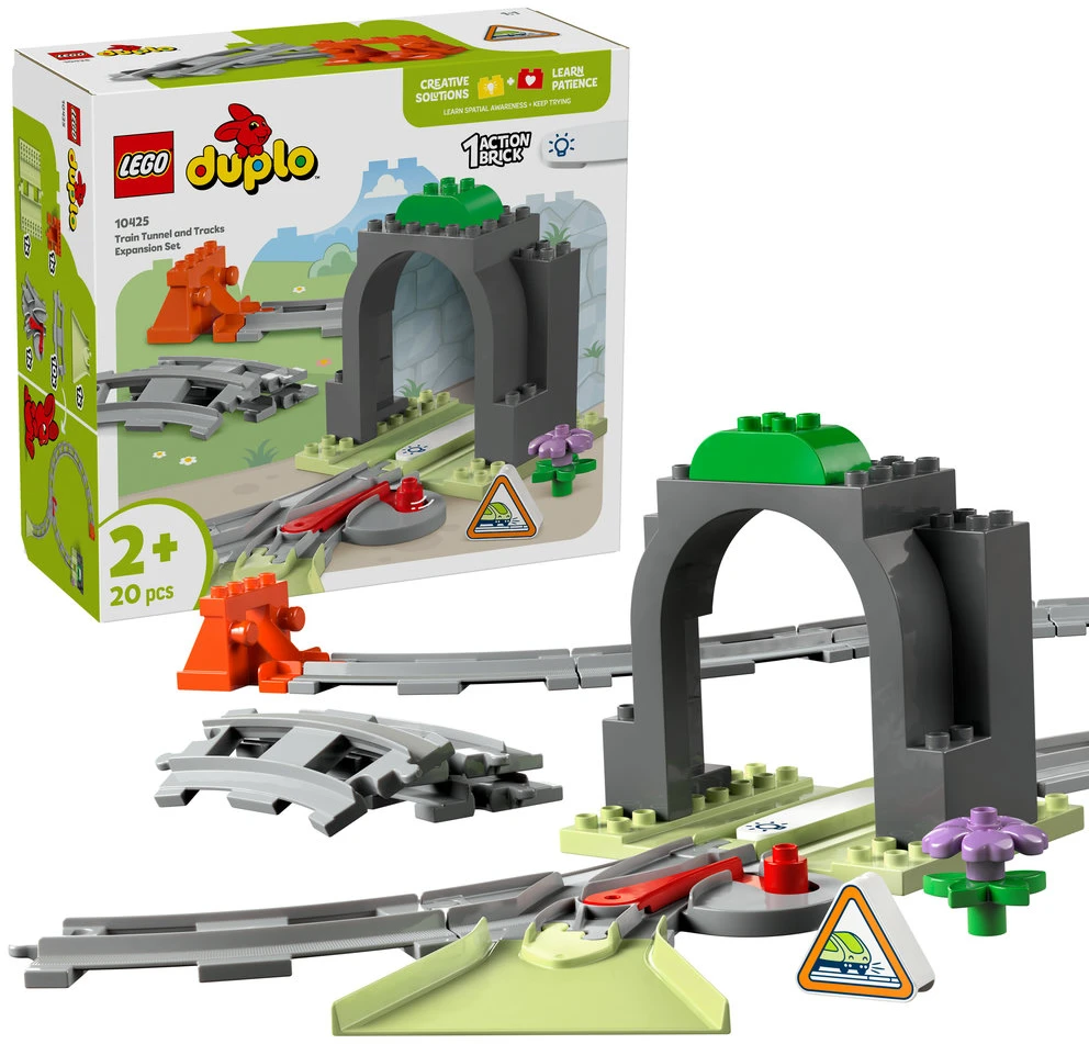 LEGO® DUPLO® Town Traukinuko tunelio ir bėgių papildomas rinkinys 10425