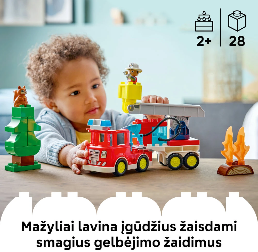 LEGO® DUPLO® Town Ugniagesių sunkvežimis su žarna ir ugniagesiu 10473