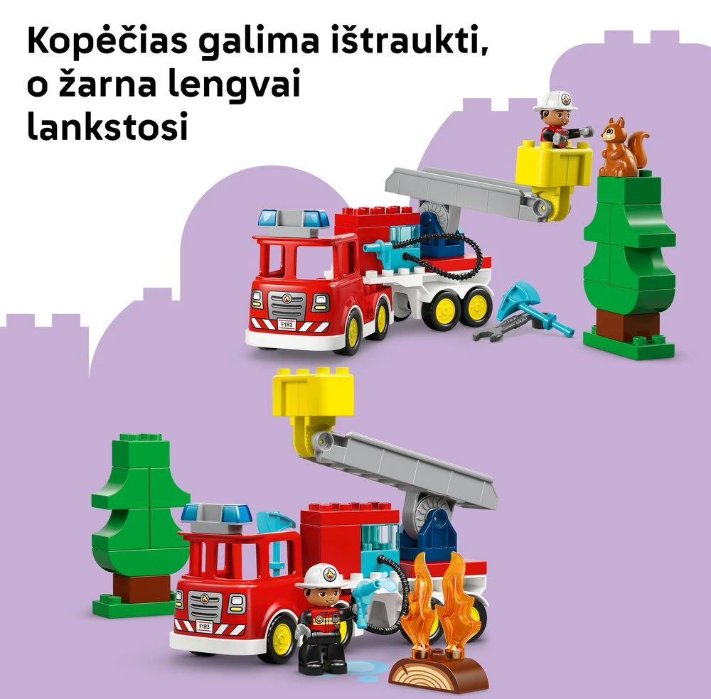 LEGO® DUPLO® Town Ugniagesių sunkvežimis su žarna ir ugniagesiu 10473