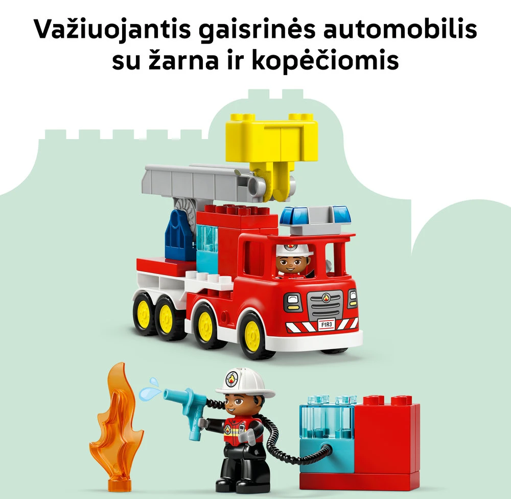 LEGO® DUPLO® Town Ugniagesių sunkvežimis su žarna ir ugniagesiu 10473