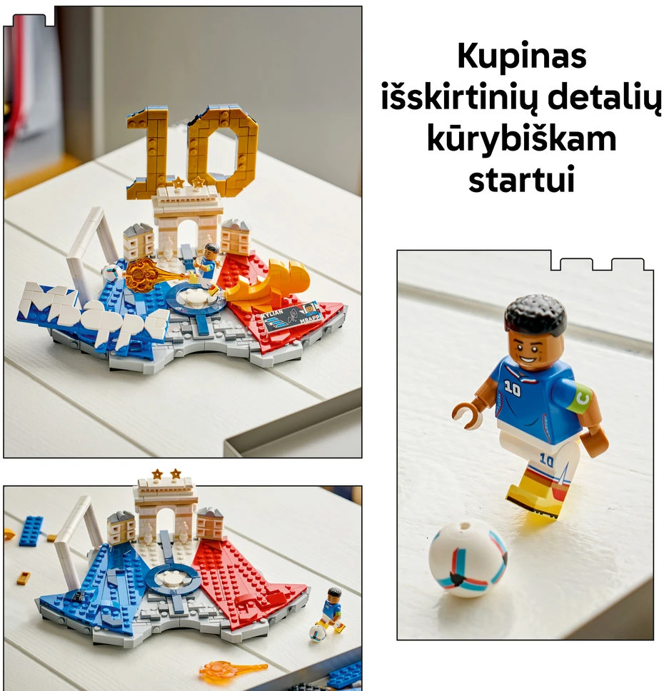LEGO® Editions Kylian Mbappé – svarbiausi futbolo įvykiai, dekoro konstravimo rinkinys vaikams, 43013