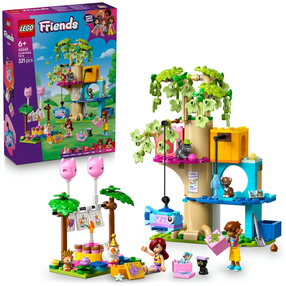 LEGO® Friends Kačių gimtadienio vakarėlis ir namelis medyje 42666