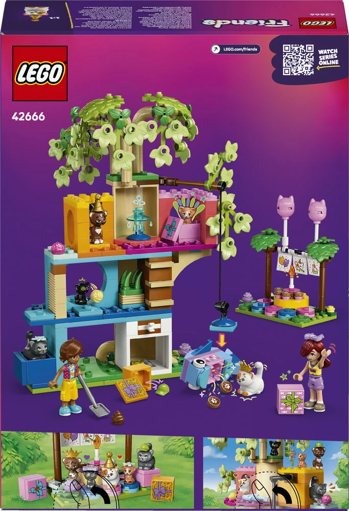LEGO® Friends Kačių gimtadienio vakarėlis ir namelis medyje 42666