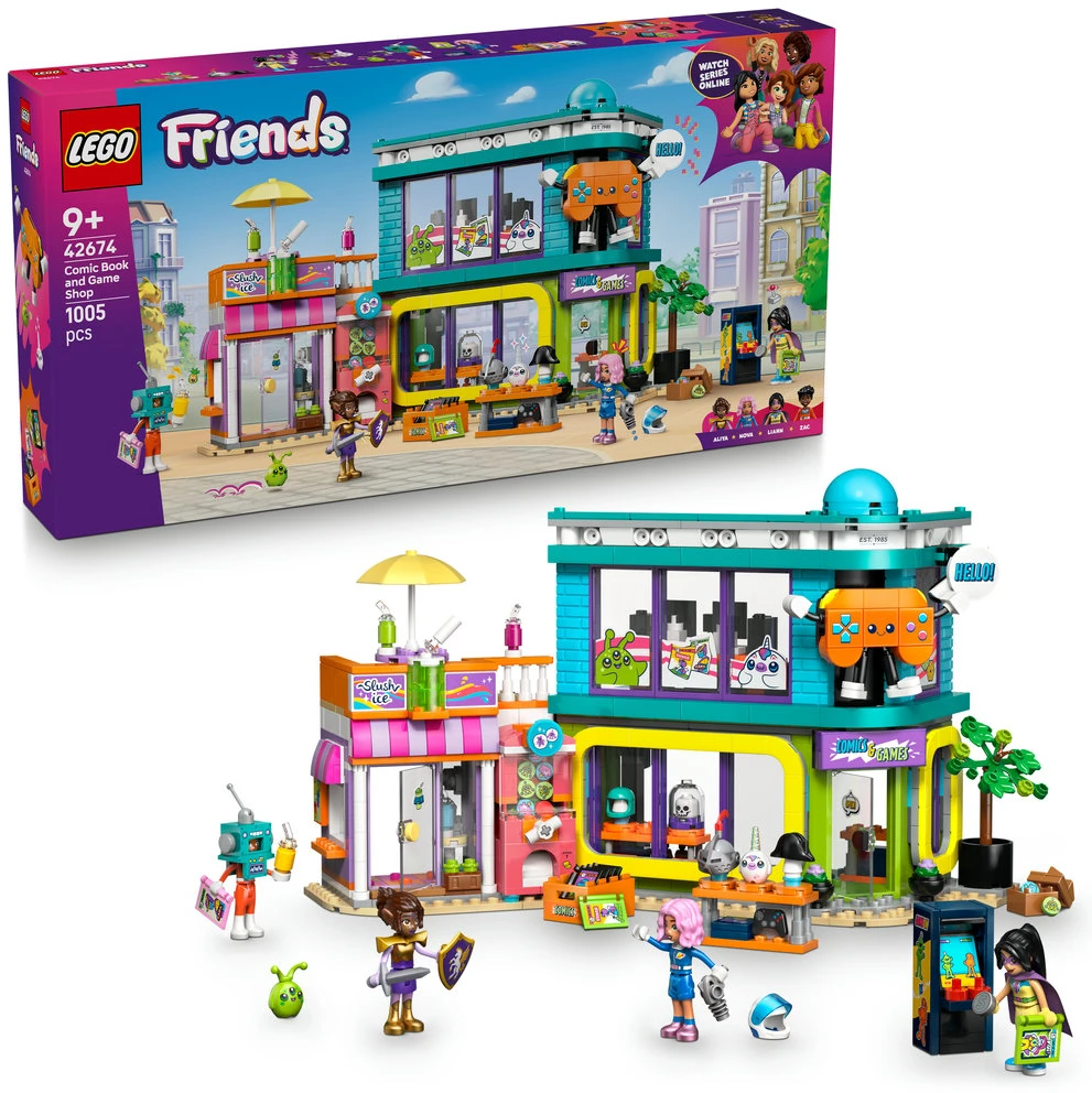 LEGO® Friends Komiksų ir žaidimų parduotuvė Rinkinys 42674