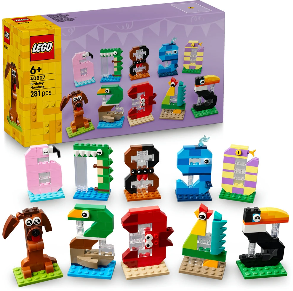 LEGO® gimtadienio skaičiai Gyvūnų tematikos dekoras 40807