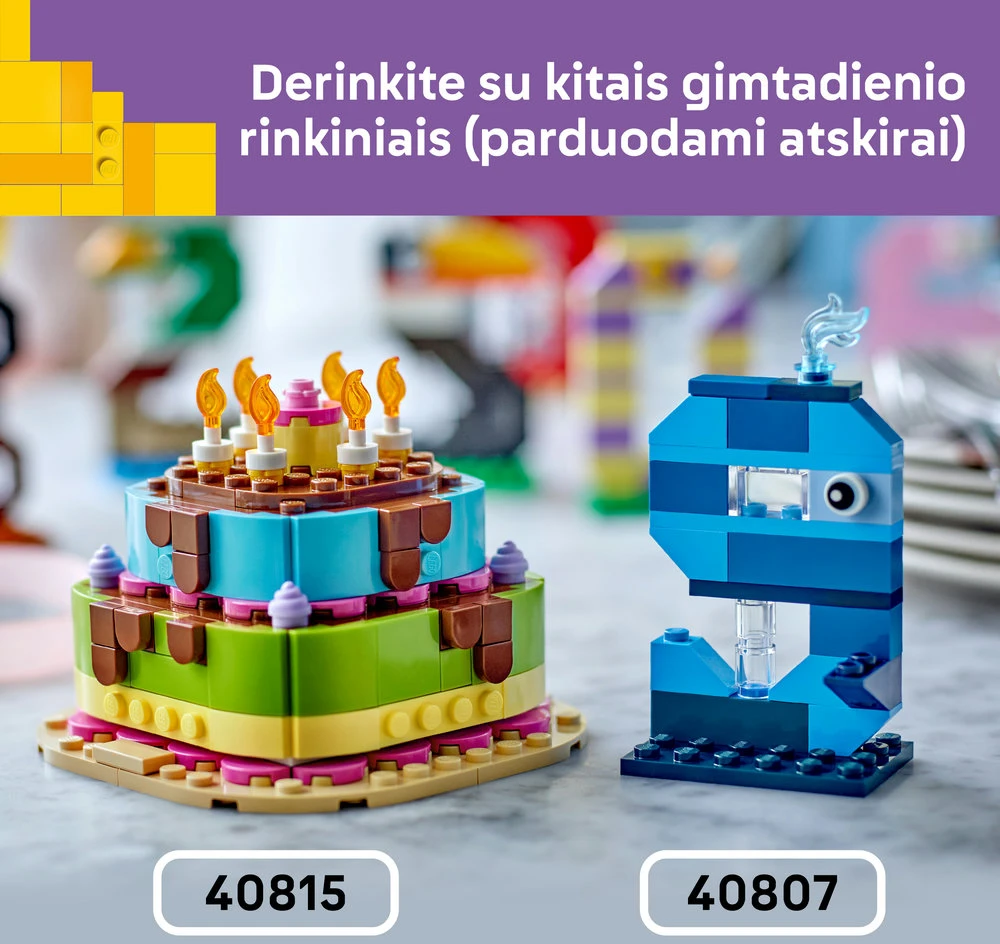 LEGO® gimtadienio skaičiai Gyvūnų tematikos dekoras 40807
