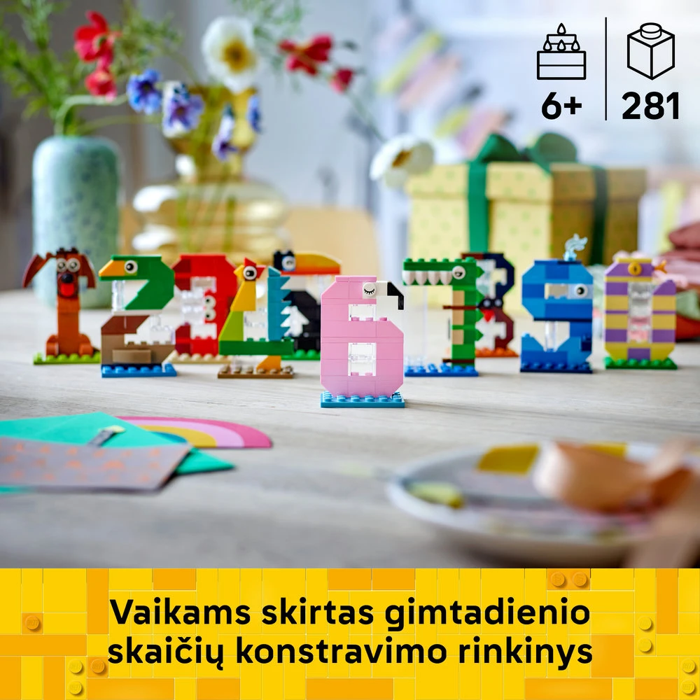 LEGO® gimtadienio skaičiai Gyvūnų tematikos dekoras 40807