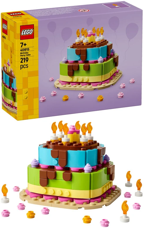 LEGO® gimtadienio tortas su dekoracijomis, smagus dovanų rinkinys, stalo dekoras 40815