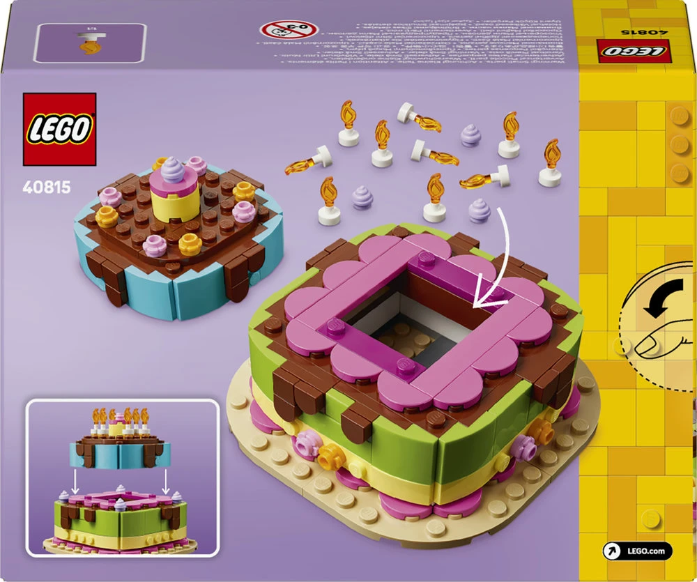 LEGO® gimtadienio tortas su dekoracijomis, smagus dovanų rinkinys, stalo dekoras 40815