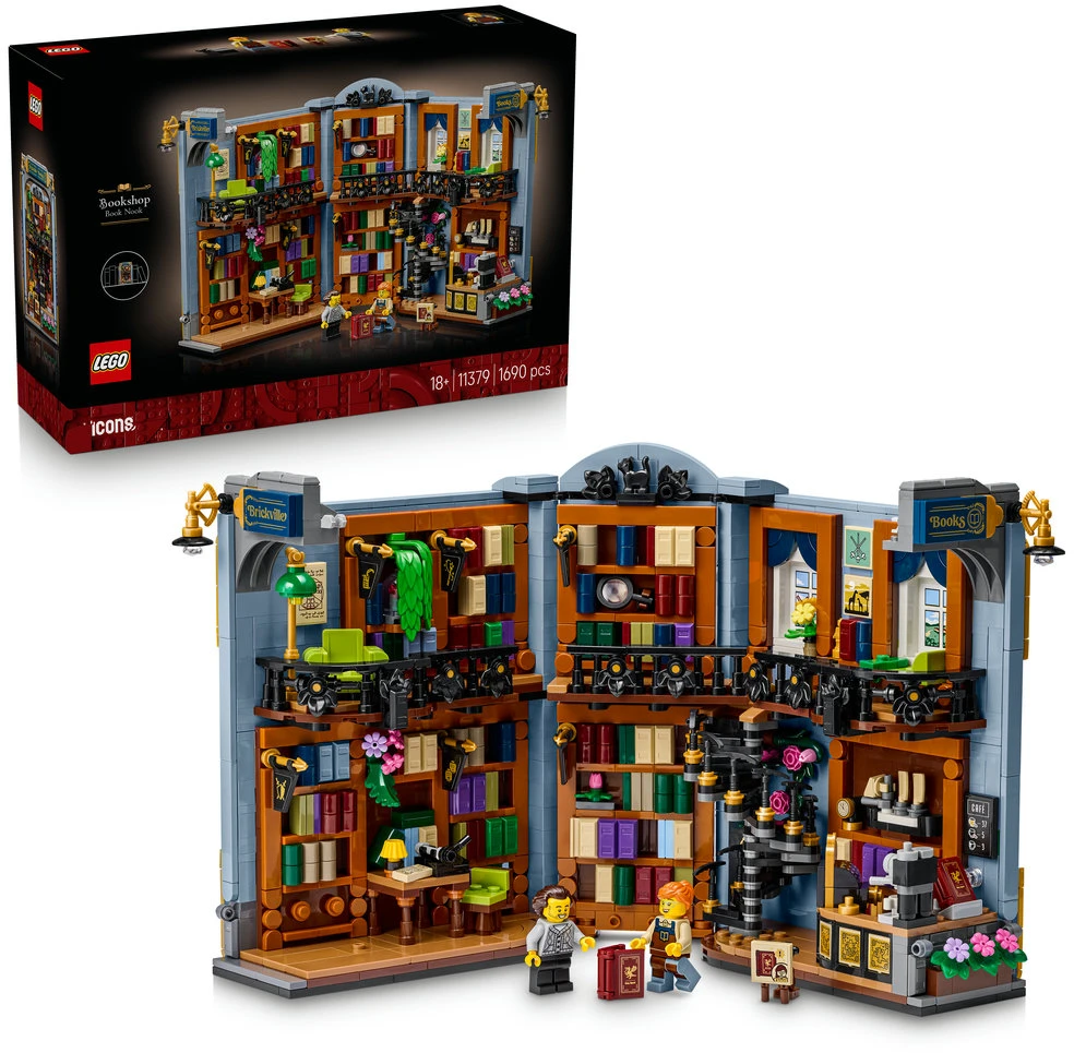 LEGO® Icons Knygynas: knygų lentynos dekoras, rinkinys 11379