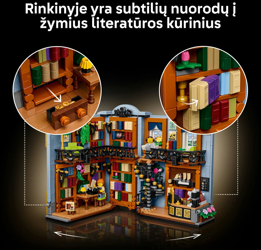 LEGO® Icons Knygynas: knygų lentynos dekoras, rinkinys 11379