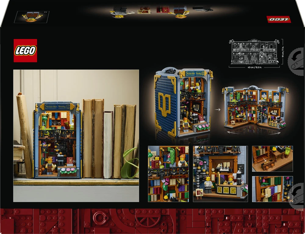 LEGO® Icons Knygynas: knygų lentynos dekoras, rinkinys 11379