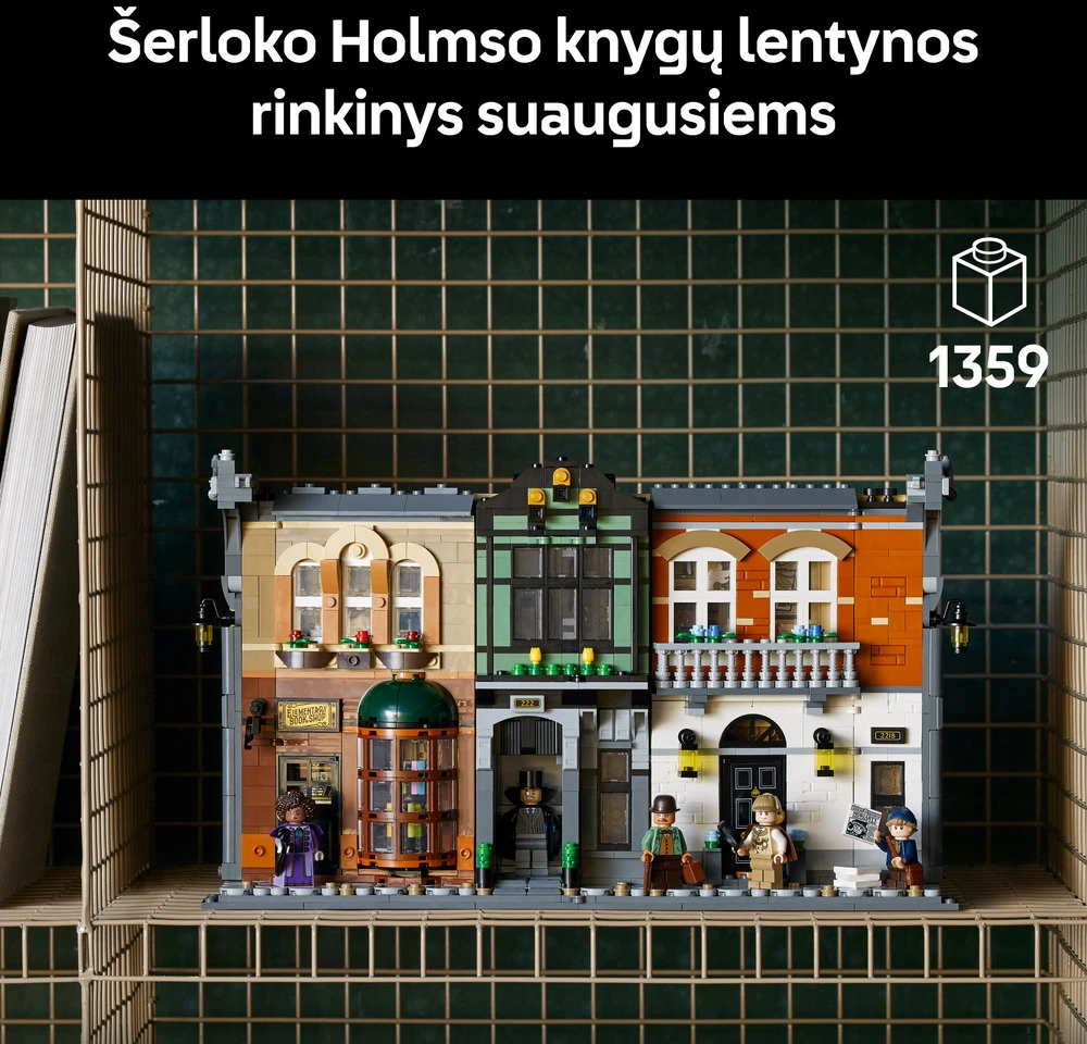 LEGO® Icons Sherlock Holmes: knygų lentynos dekoras 10351