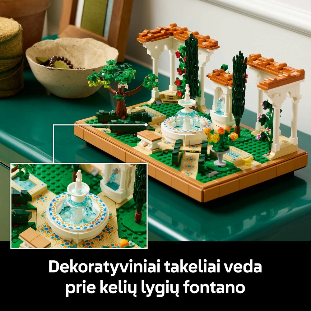 LEGO® Icons Sodas su fontanu Dekoras, rinkinys suaugusiesiems 10359