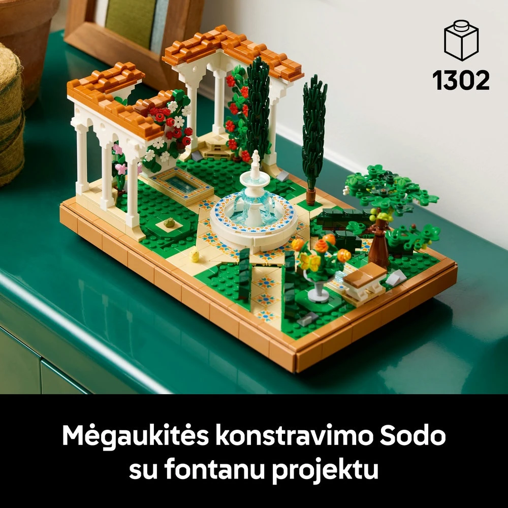 LEGO® Icons Sodas su fontanu Dekoras, rinkinys suaugusiesiems 10359