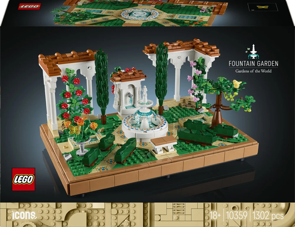 LEGO® Icons Sodas su fontanu Dekoras, rinkinys suaugusiesiems 10359
