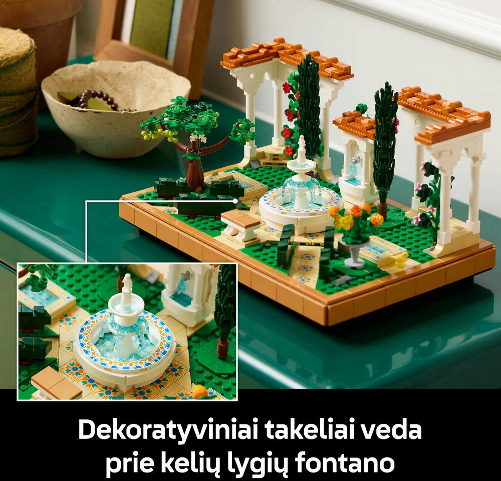 LEGO® Icons Sodas su fontanu Dekoras, rinkinys suaugusiesiems 10359