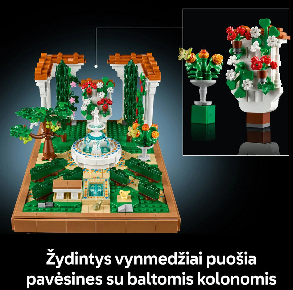 LEGO® Icons Sodas su fontanu Dekoras, rinkinys suaugusiesiems 10359