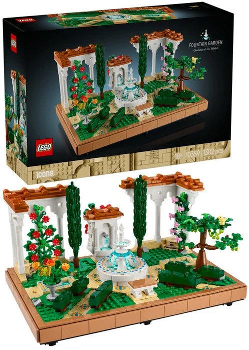 LEGO® Icons Sodas su fontanu Dekoras, rinkinys suaugusiesiems 10359