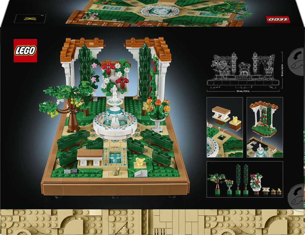 LEGO® Icons Sodas su fontanu Dekoras, rinkinys suaugusiesiems 10359