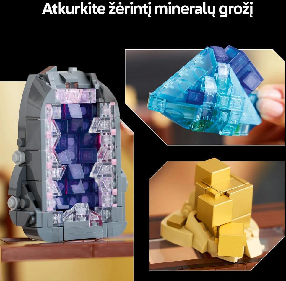 LEGO® Ideas Mineralų kolekcija, vitrina, dekoras 21362